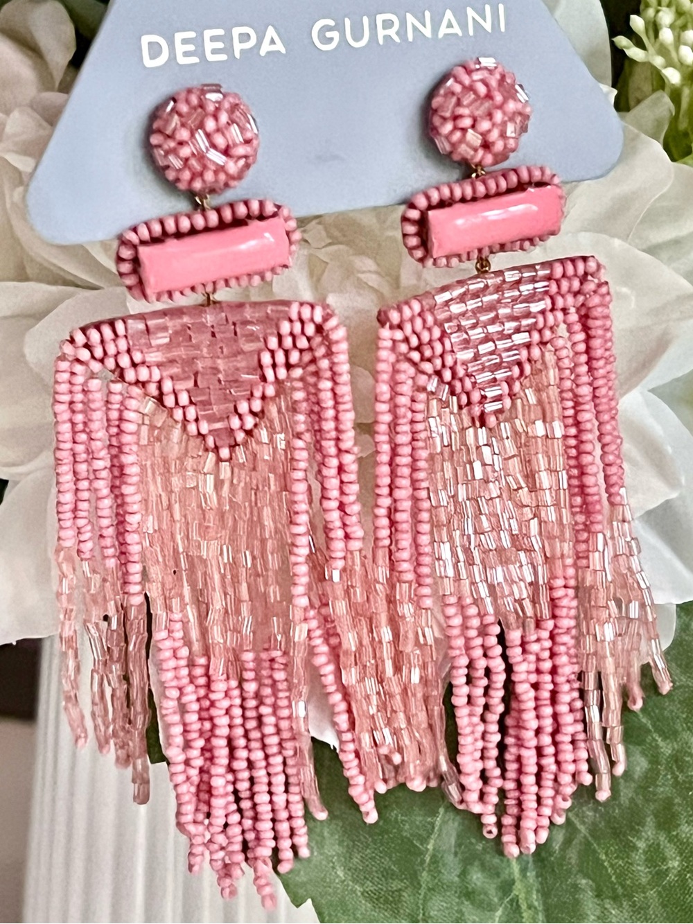 NWT Deepa Gurnani Beaded Fringe Chandeliers - Picture 12 of 16